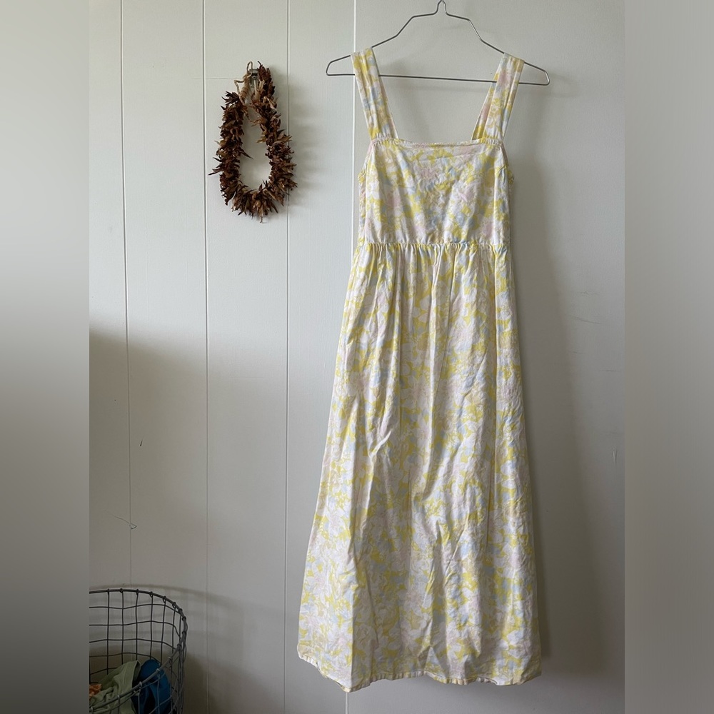 Hatch White and Pale Yellow Midi Dress